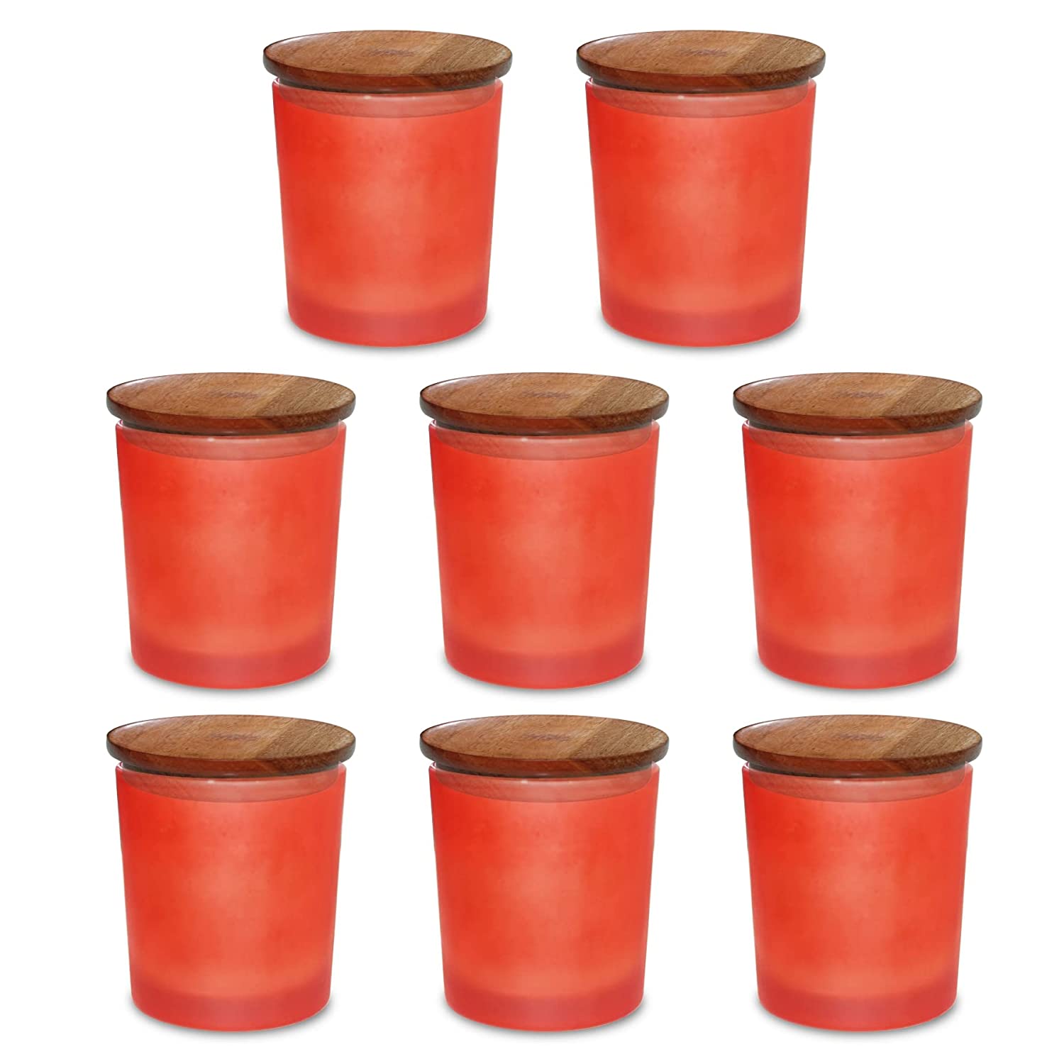 Shoprythm Packaging,Cosmetic Jar Red frosted jar with wooden lid Shoprythm Packaging,Cosmetic Jar Red frosted jar with wooden lid